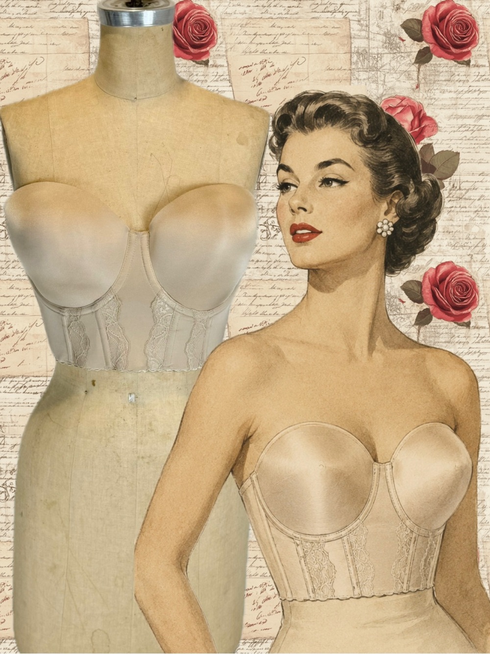 Parfait bustier bra 40D shapewear longline corset nude beige strapless boned